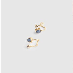 NWT Madewell Semiprecious Double Huggie Hoop Earrings NX299 blue quartz